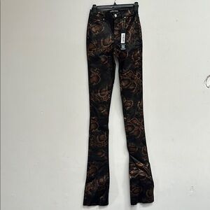 Black and Brown Patterned Flare Jeans